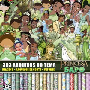 Kit Digital A Princesa e o Sapo + Vetores + Arquivo de Corte