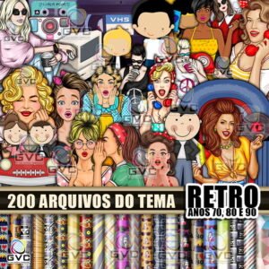 Kit Digital Retro Anos 60, 70 ,80 ,90