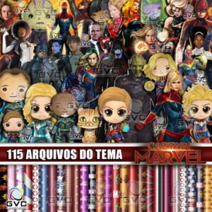 kit Digital Capitã Marvel Normal Cute e Aquarela