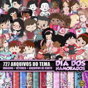 Kit Digital Dia dos Namorados + Vetores + Arquivos de Corte