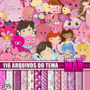 Kit Digital Fundo do Mar Rosa