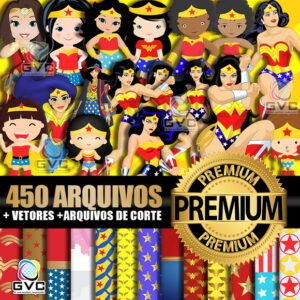 Kit Digital Mulher Maravilha + Vetores + Arquivos de Corte
