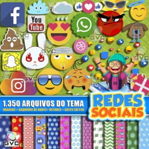 Kit Digital Redes Sociais Emoji + Arquivo de Corte + Vetores