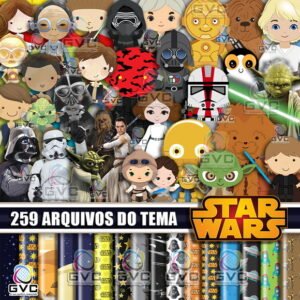 Kit Digital Star Wars Original, Cute e Aquarela