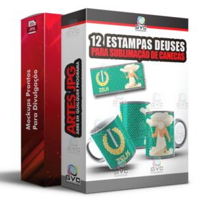 12 Artes para Sublimação de canecas Estampas Deuses