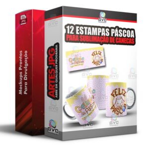 12 Artes para Sublimação de canecas Estampas Páscoa