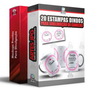 20 Artes para Sublimação de canecas Estampas Dindos
