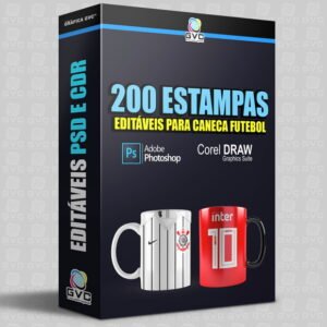 200 Artes Estampas Canecas Futebol Times Editáveis