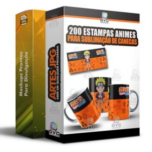 200 Artes para Sublimação de canecas Estampas Animes