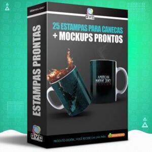 25 Artes Estampas Caneca Série American Horror + Mockups