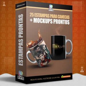 25 Artes Estampas Caneca Série Seriado Merlin + Mockups