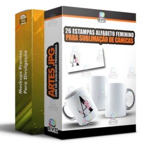 26 Artes para Sublimação de canecas Estampas Alfabeto Ela