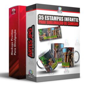 35 Artes Sublimação de canecas Estampas Infantil Desenhos