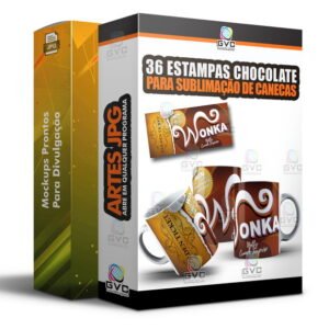 36 Artes Sublimação de canecas Estampas Chocolate Páscoa