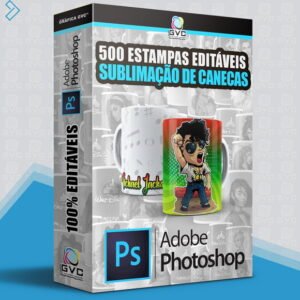 500 Artes Estampas Canecas Sublimação Editáveis PSD