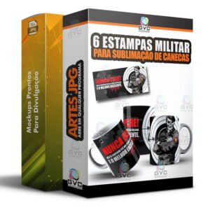 6 Artes Sublimação de canecas Estampas Militar Policia