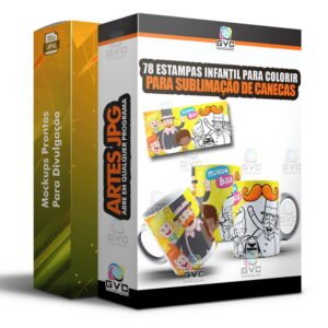 78 Artes Sublimação de canecas Estampas Infantil Colorir