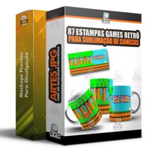87 Artes Sublimação de canecas Estampas Games Retrô Antigos