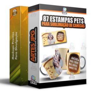87 Artes Sublimação de Canecas Estampas Pets Cachorro Gato