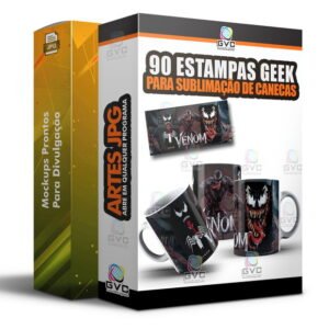 90 Artes para Sublimação de canecas Estampas Geek