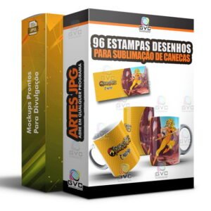96 Artes para Sublimação de canecas Estampas Desenhos