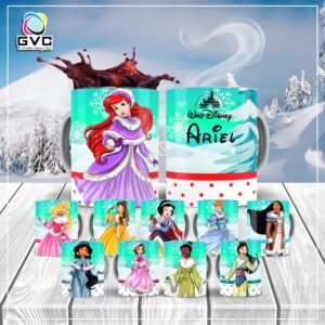 Arte Estampa Caneca Princesas de Inverno Disney