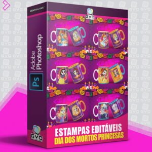 Arte Estampa Caneca Princesas Dia De Los Muertos Disney