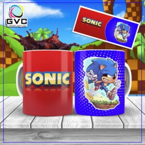 Arte Estampa Sublimação Canecas Sonic Editáveis PSD