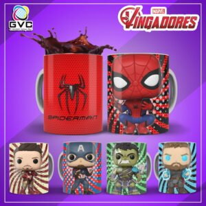 Arte Estampa Vingadores Funko Sublimação Canecas