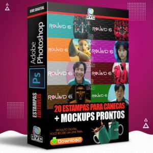 Artes Estampas Caneca Round 6 Squid Game Editáveis Photoshop