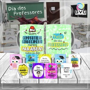 Artes Estampas Canecas Dia dos Professores Editáveis PSD