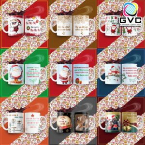 Artes Estampas Canecas Natal Editáveis PSD