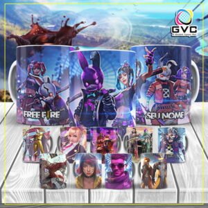Artes Estampas Free Fire Sublimação Canecas Editáveis