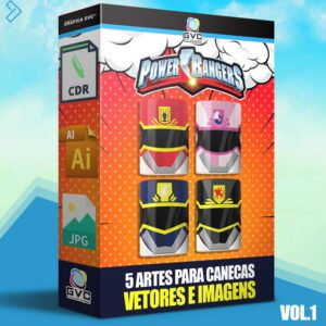 Artes Estampas Power Rangers Sublimação Canecas Vetores VOL1