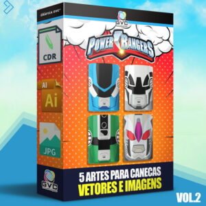 Artes Estampas Power Rangers Sublimação Canecas Vetores VOL2