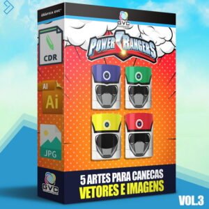 Artes Estampas Power Rangers Sublimação Canecas Vetores VOL3
