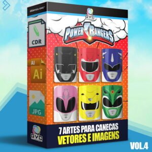 Artes Estampas Power Rangers Sublimação Canecas Vetores VOL4