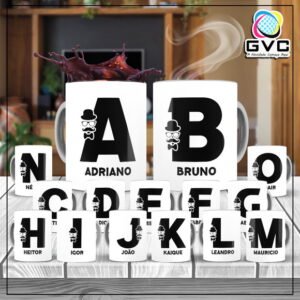 Artes Estampas Sublimação Caneca Alfabeto ELE