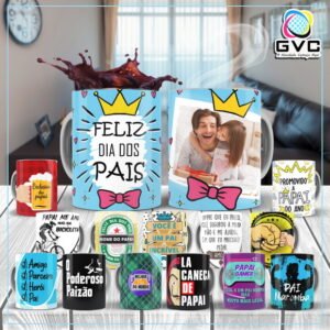 Artes Estampas Sublimação Canecas Dia dos Pais