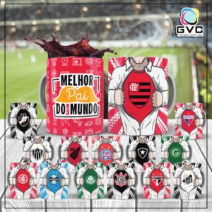 Artes Estampas Sublimação Canecas Dia dos Pais Futebol