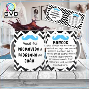 Artes Estampas Sublimação Canecas Dindo e Dinda Convite