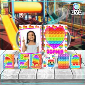 Artes Estampas Sublimação Canecas Pop It Editáveis PSD