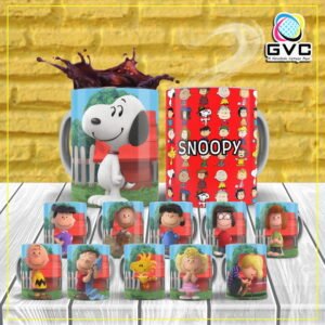 Artes Estampas Sublimação Canecas Snoopy Editáveis PSD