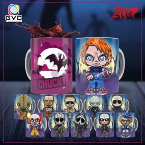 Artes Estampas Terror Halloween Sublimação Canecas Editáveis