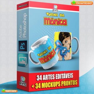 Artes Estampas Turma da Mônica Sublimação de Canecas