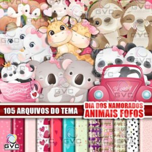 Kit Digital Dia dos Namorados Animais Fofos