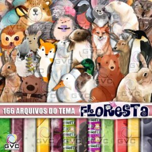 Kit Digital Floresta Encantada Aquarela