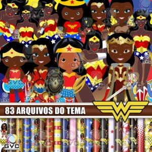 Kit Digital Mulher Maravilha Negra Afro Cute Baby Afro