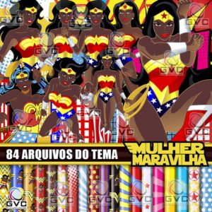 Kit Digital Mulher Maravilha Negra Afro