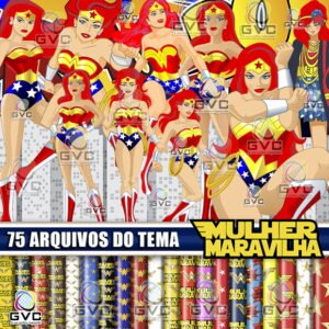 Kit Digital Mulher Maravilha Ruiva